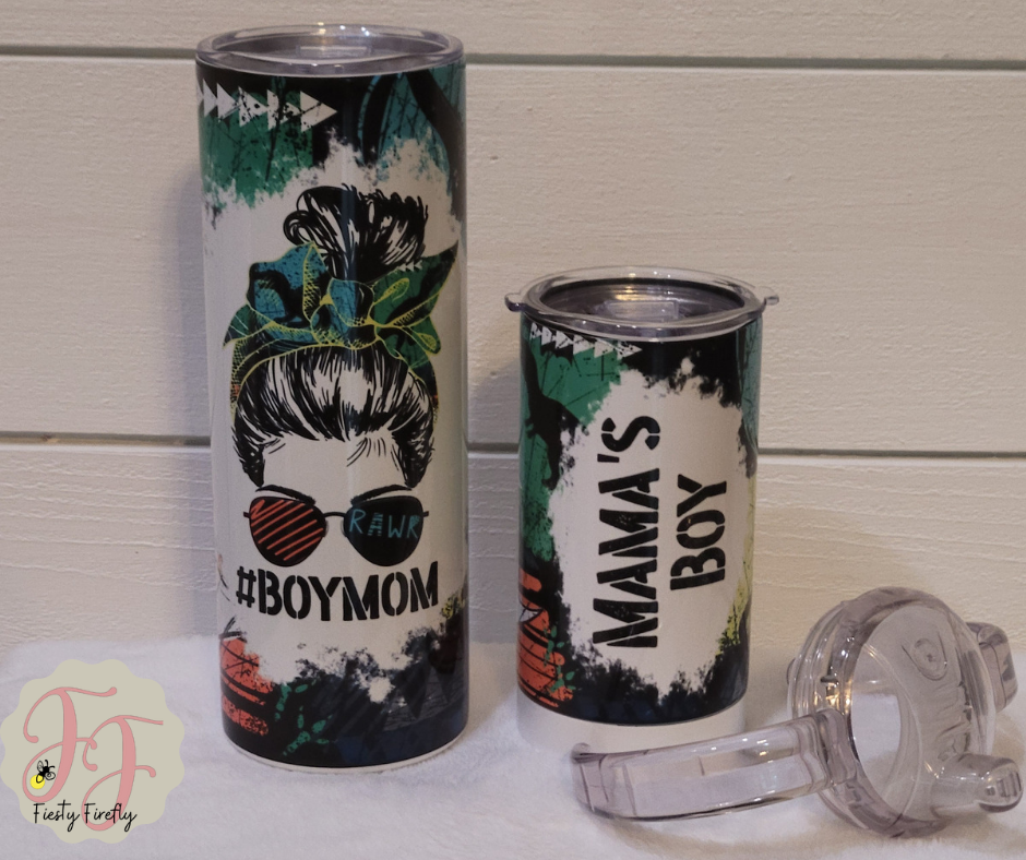 Mama's Boy and Boy Mom Tumbler Set