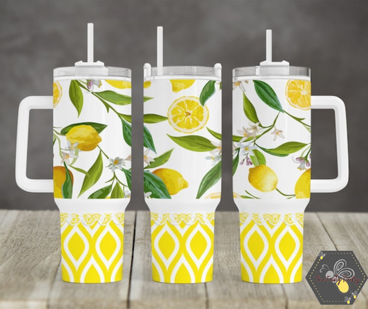 Lemon- 40oz Tumbler w/Handle