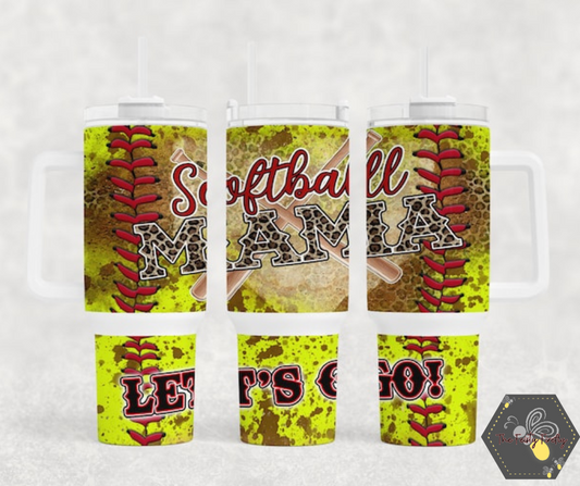 Softball MAMA- 40oz Tumbler w/Handle