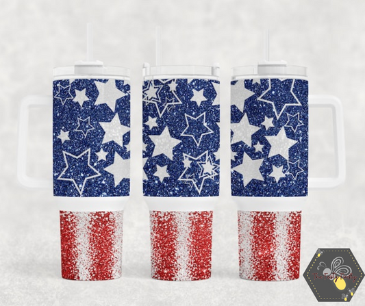 Stars and Stripes- 40oz Tumbler w/Handle