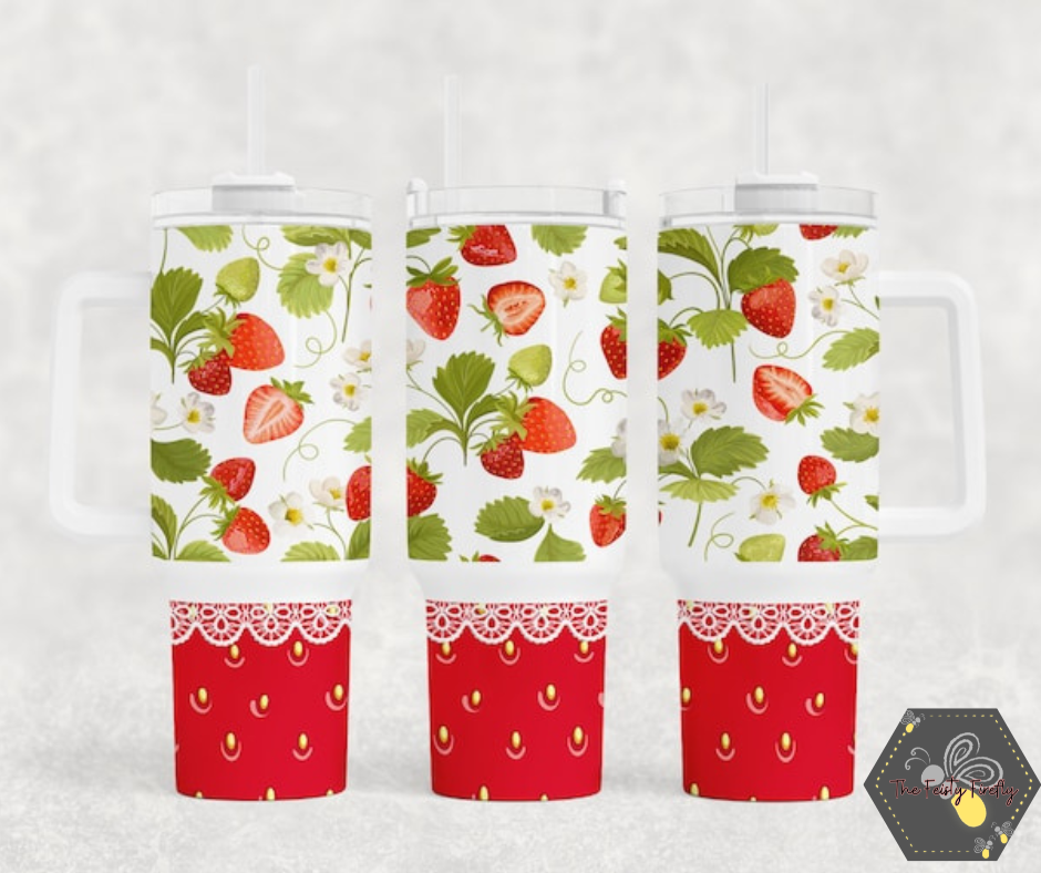 Strawberries- 40oz Tumbler w/Handle