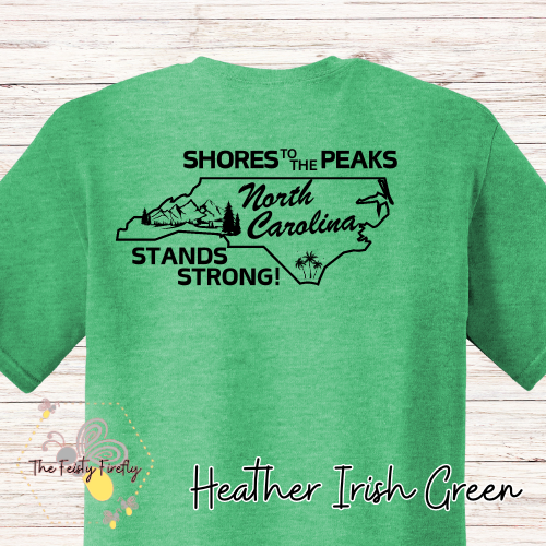 "Shores to Peaks" On Back- Western NC Fundraiser T-Shirt (5 Colors)