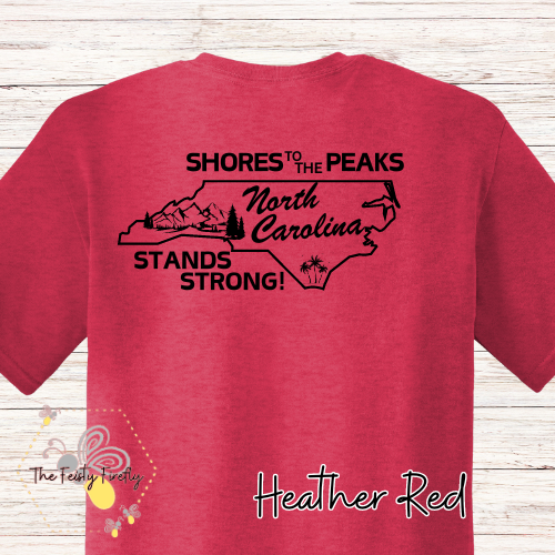 "Shores to Peaks" On Back- Western NC Fundraiser T-Shirt (5 Colors)