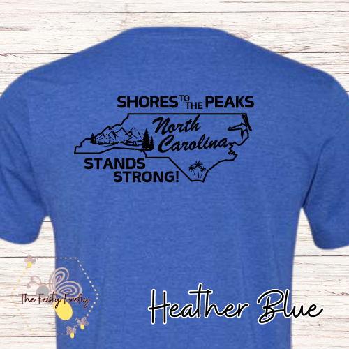 "Shores to Peaks" On Back- Western NC Fundraiser T-Shirt (5 Colors)