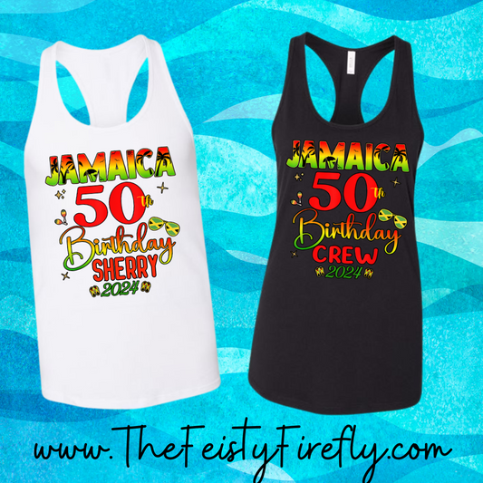 Custom 50th Jamaica Birthday Tank Tops