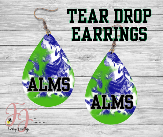 ALMS- GREEN and Blue - Tear Drop Earrings