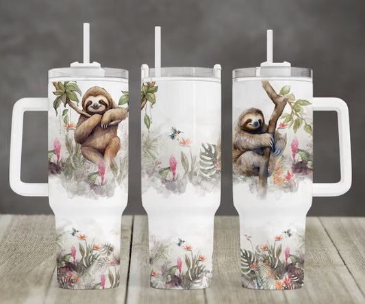 Watercolor Sloth - 40oz Tumbler w/Handle