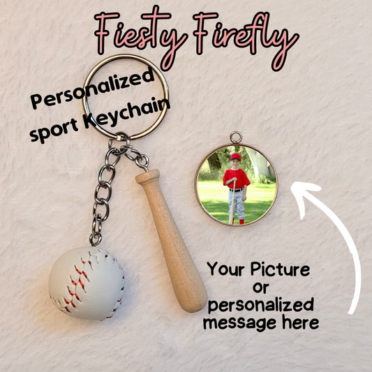 Personalized Baseball Bat and Ball Key Chain