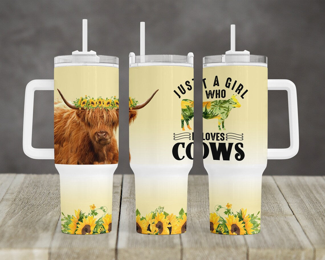 Just a girl who loves cows - 40oz Tumbler w/Handle