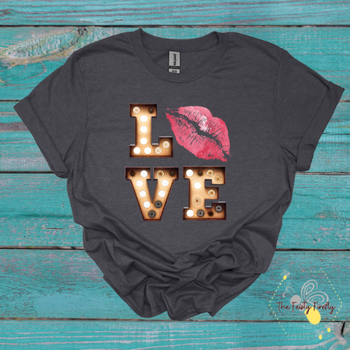 Love Leopard Lips- Dark Heather T-Shirt (2 Lip Colors) Youth & Adult Sizes