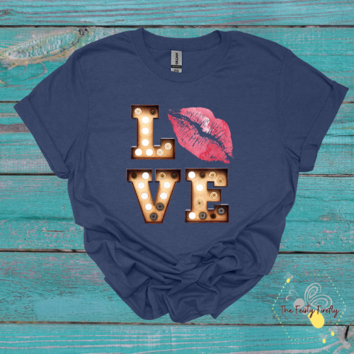 Love Leopard Lips- Heather Navy T-Shirt (2 Lip Colors) Youth & Adult Sizes