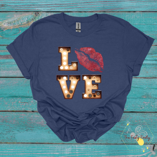 Love Leopard Lips- Heather Navy T-Shirt (2 Lip Colors) Youth & Adult Sizes