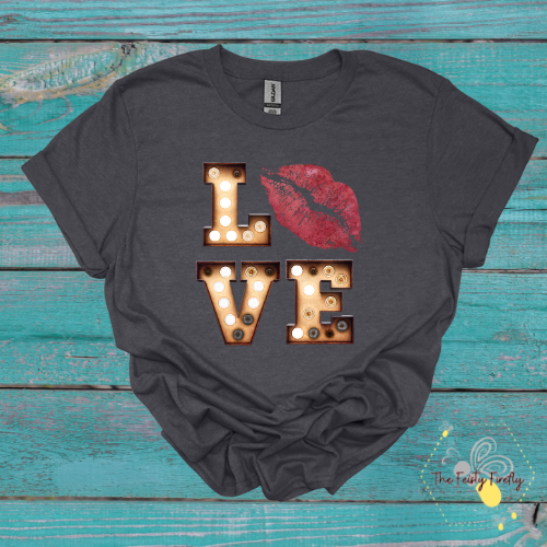 Love Leopard Lips- Dark Heather T-Shirt (2 Lip Colors) Youth & Adult Sizes