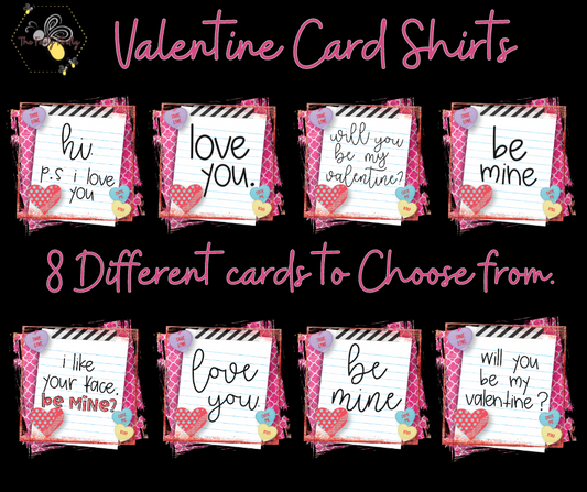 8 Different V-day Card Shirts- T-Shirt Youth & Adult Sizes