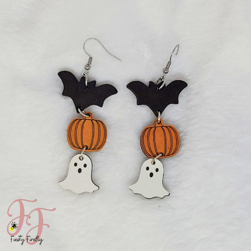 Bats, Pumpkins and Ghosts - Fishhook Earrings