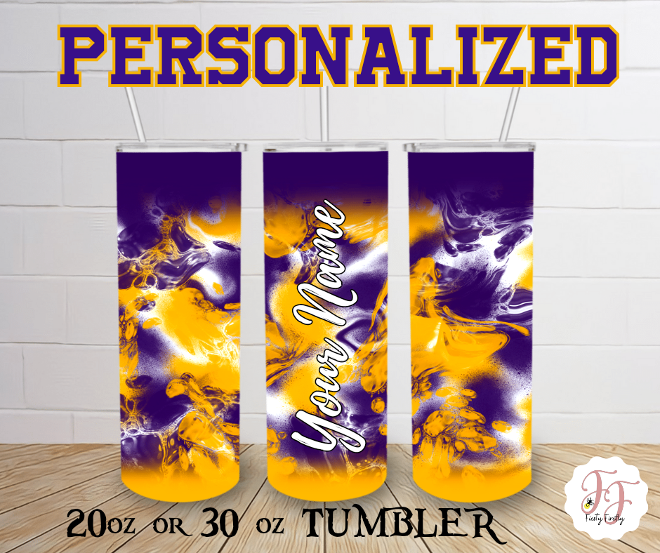 Purple and Gold- School Spirit- 20 and 30 oz Skinny Tumbler