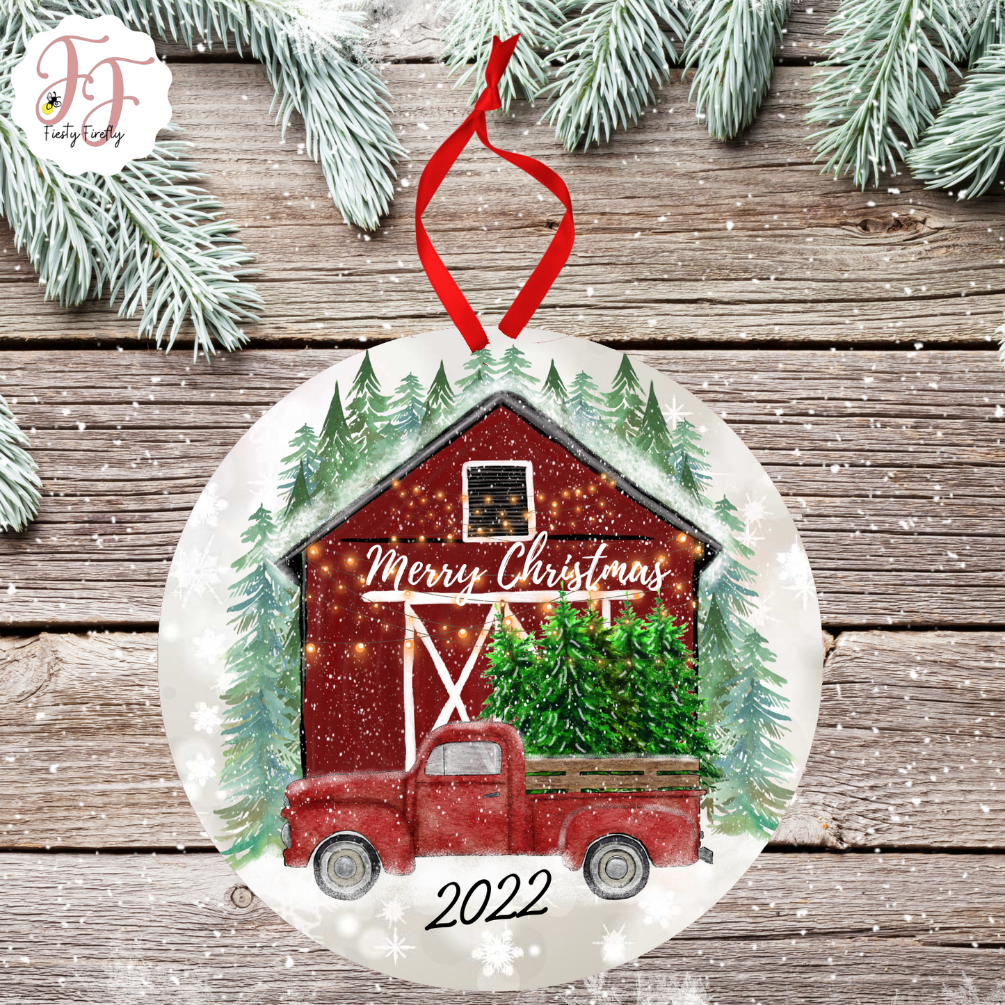 Personalized Photo Christmas Ornament- Circle