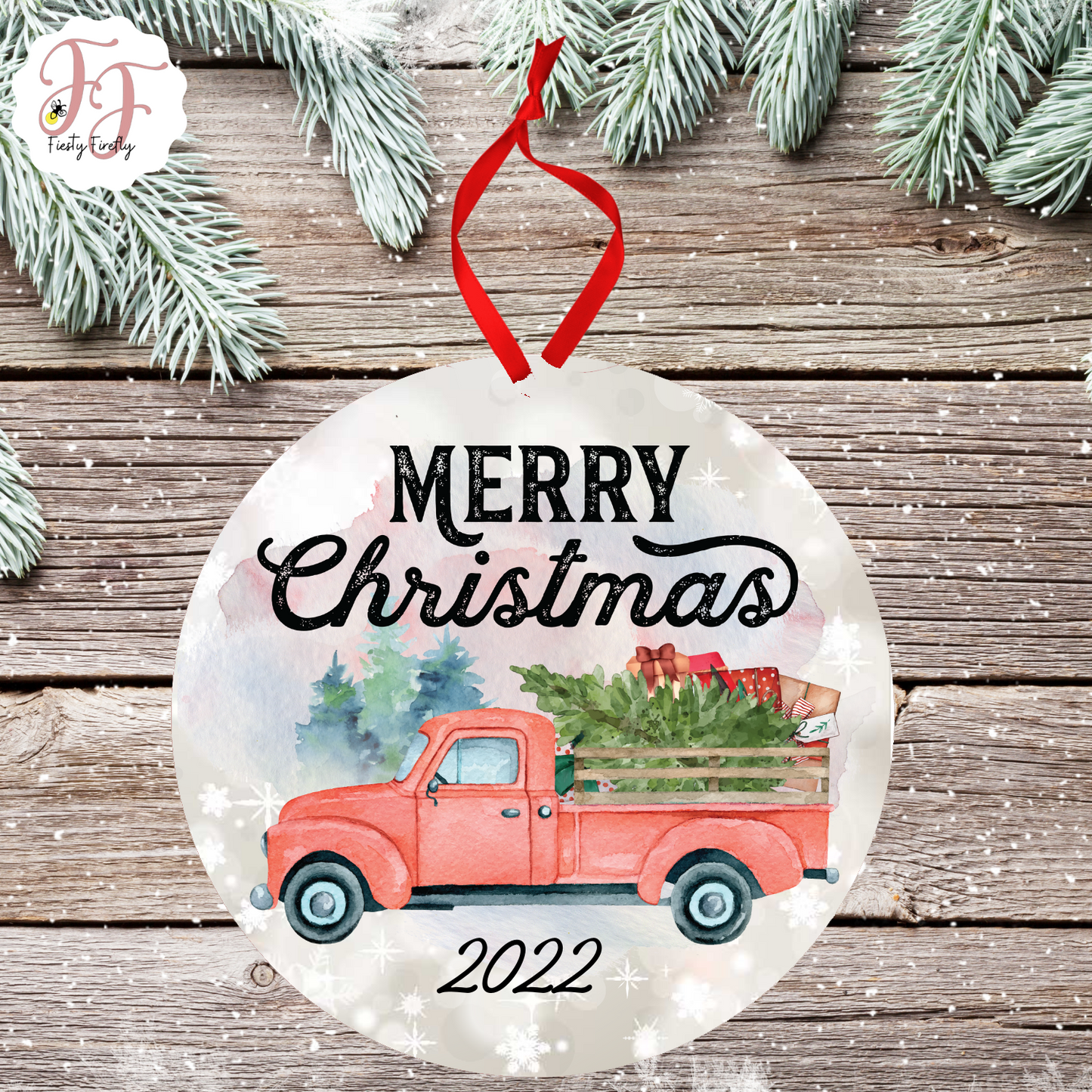 Personalized Photo Christmas Ornament- Circle