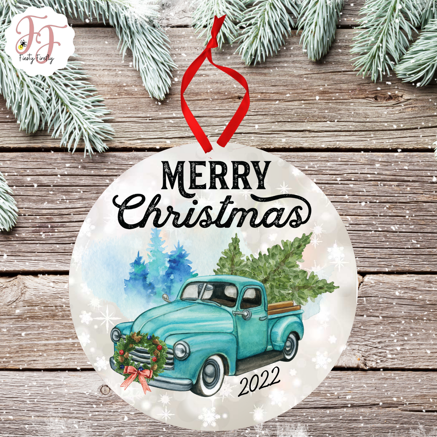 Personalized Photo Christmas Ornament- Circle