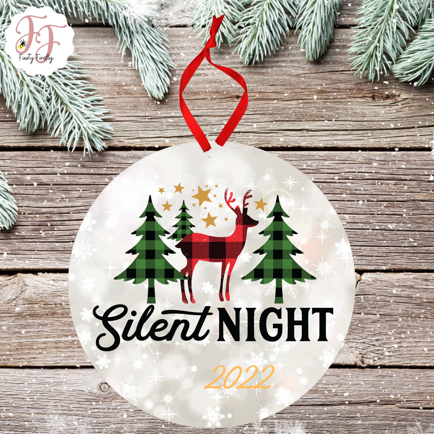 "Silent Night" - Photo Ornament- Circle