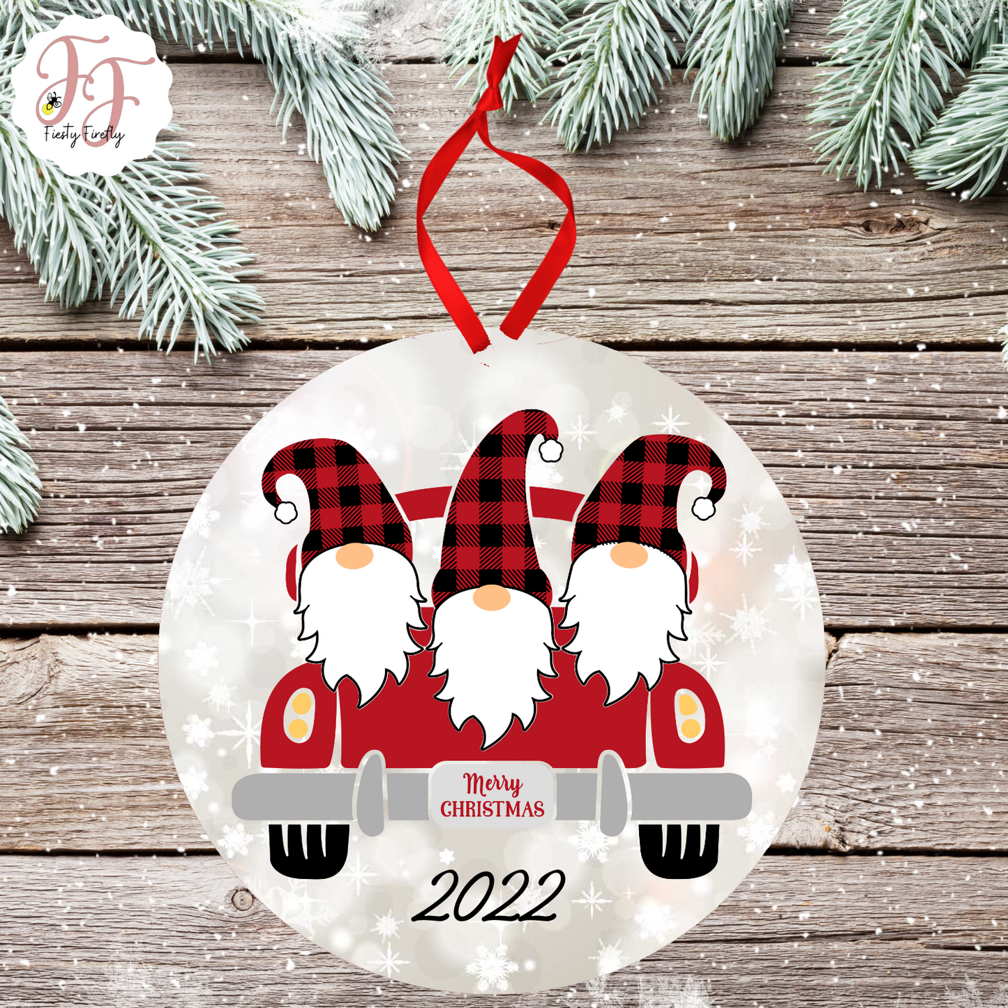 Personalized Photo Christmas Ornament- Circle