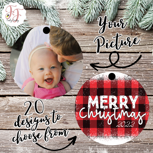 Personalized Photo Christmas Ornament- Circle