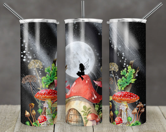 Mushrooms and Fairies-Skinny Tumbler