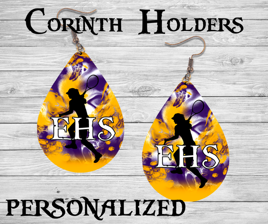 PERSONALIZED- CHHS Tennis- School Spirit - Tear Drop Earrings