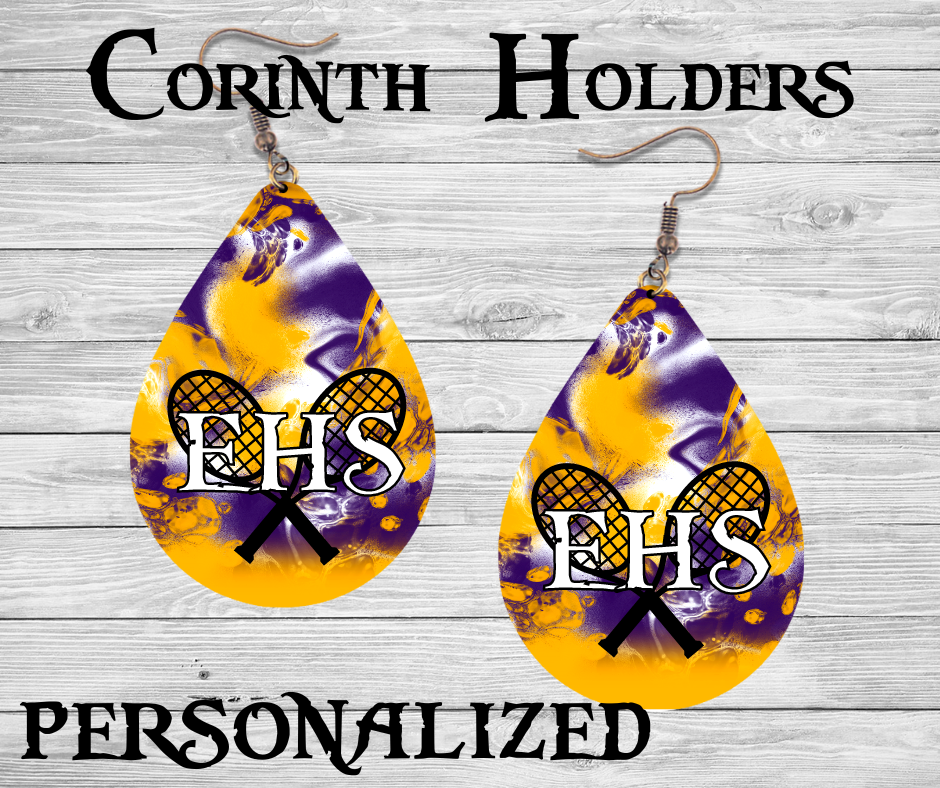 PERSONALIZED- CHHS Tennis- School Spirit - Tear Drop Earrings