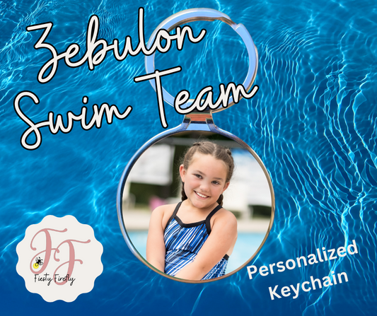 Zebulon Swim Team: Personalized Photo Key Chain- Circle