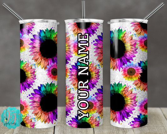 Rainbow Sunflower Skinny Tumbler